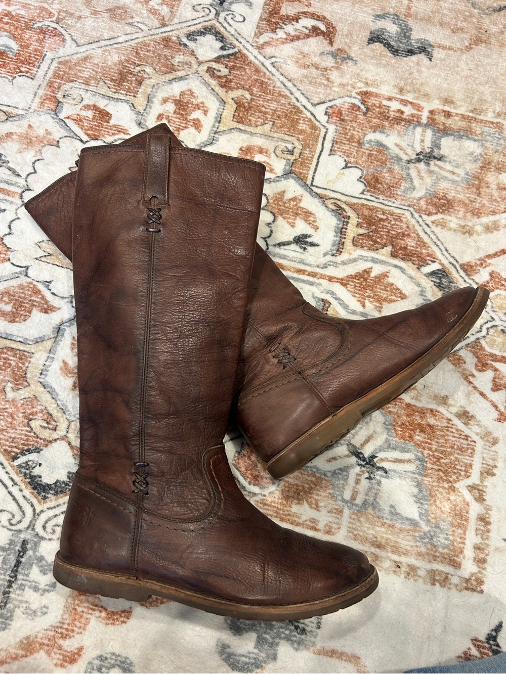 Frye Brown Leather Tall Riding Boots